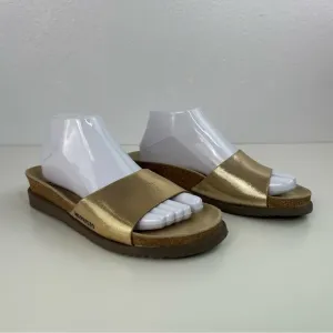 Mephisto Cork Footbed One Strap Gold Slides