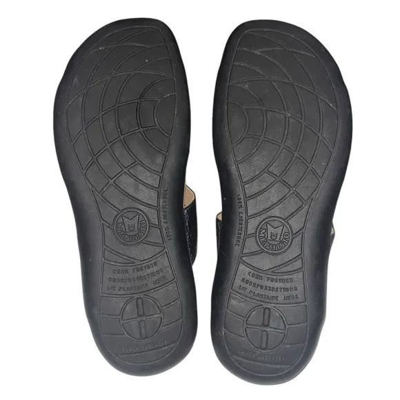 Mephisto Sandals Nazli Metallic Grey Leather Adjustable Cork Slide Size 39 (9)