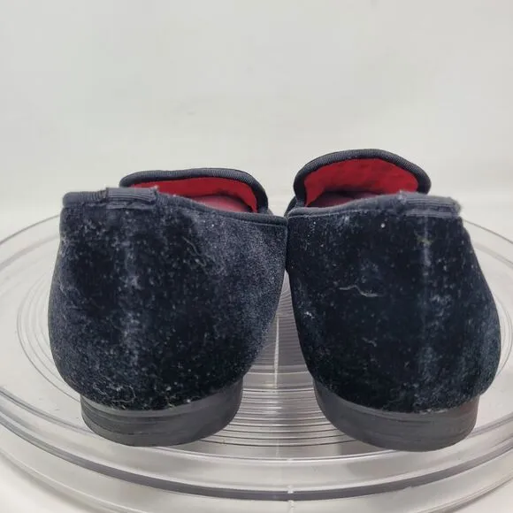 Merlutti Black Velvet King Crown Slippers Loafers Smoking Mens Sz 13 Flat Luxury