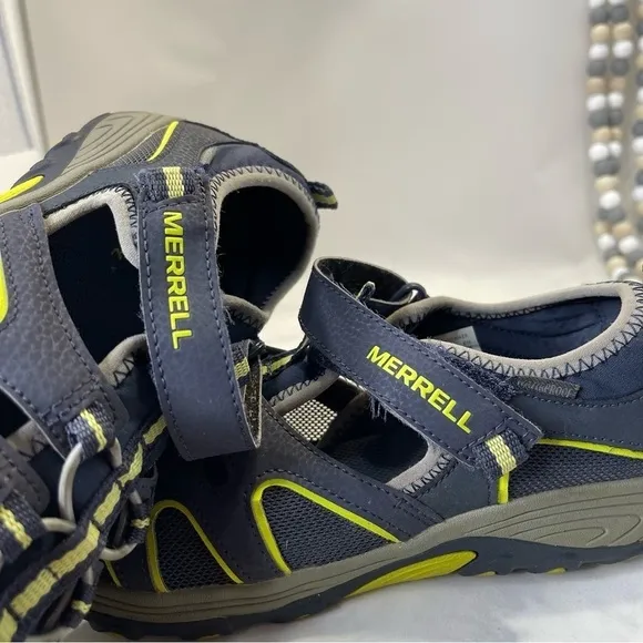 Merrell's ML-B H20 Hiker Sandals Size 7W Textile/Leather Upper Blue/Green