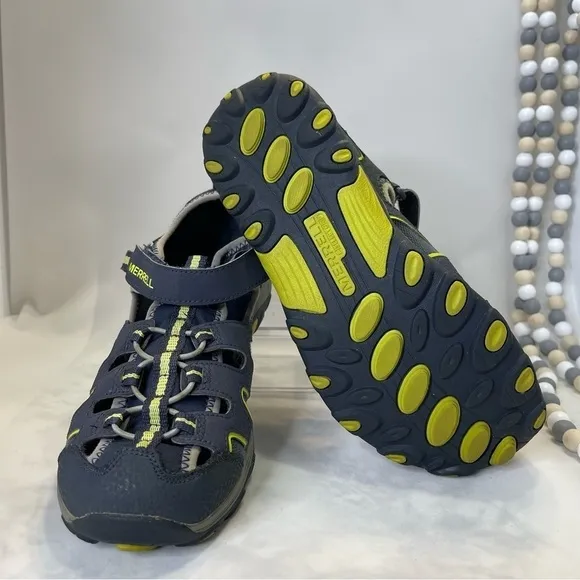 Merrell's ML-B H20 Hiker Sandals Size 7W Textile/Leather Upper Blue/Green