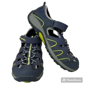 Merrell's ML-B H20 Hiker Sandals Size 7W Textile/Leather Upper Blue/Green