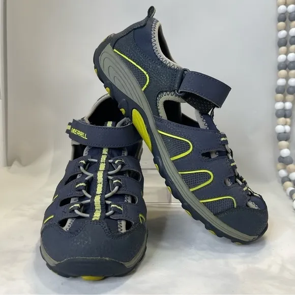 Merrell's ML-B H20 Hiker Sandals Size 7W Textile/Leather Upper Blue/Green