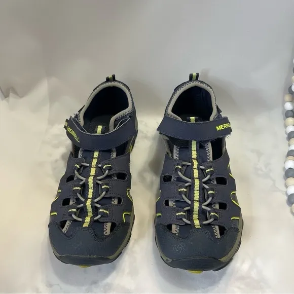 Merrell's ML-B H20 Hiker Sandals Size 7W Textile/Leather Upper Blue/Green