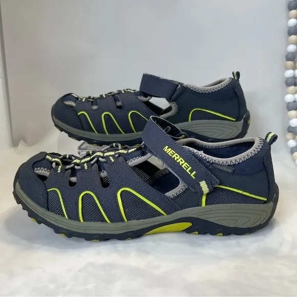 Merrell's ML-B H20 Hiker Sandals Size 7W Textile/Leather Upper Blue/Green