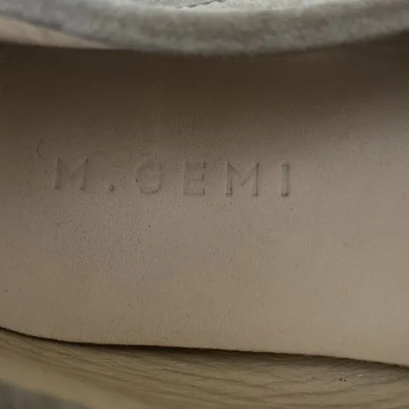 M.Gemi Pastoso Link Suede Moccasin Loafers Brass Chain Round Toe Beige 38.5 8