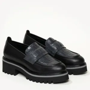 M.Gemi The Elsa Black Loafers Classic Croc Animal Shoes Leather Preppy 37 7