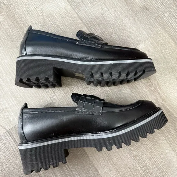 M.Gemi The Elsa Black Loafers Classic Croc Animal Shoes Leather Preppy 37 7