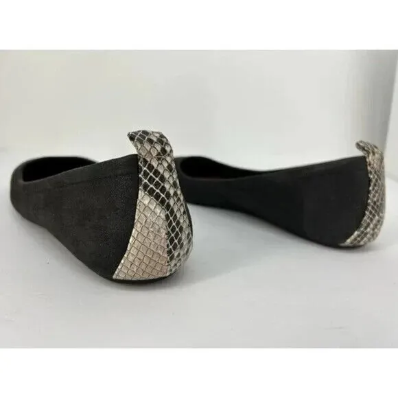 MIA BNWT black faux suede casual flats sz 6 back animal print panel