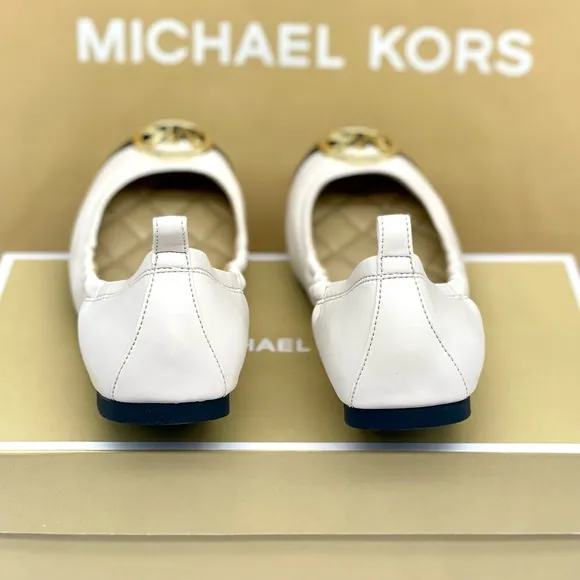 Michael Kors Carmen Toe Cap Ballet Flats Light Cream/ Gold