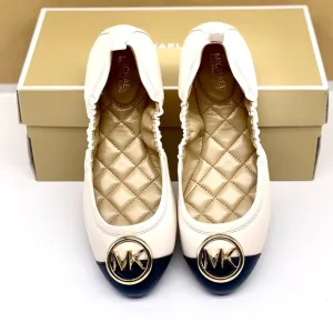 Michael Kors Carmen Toe Cap Ballet Flats Light Cream/ Gold