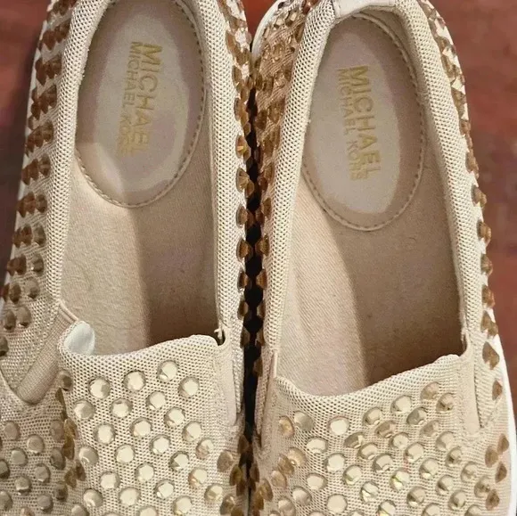 Michael Kors Dusty Pink Jeweled Stretch knit Sneakers Size 7