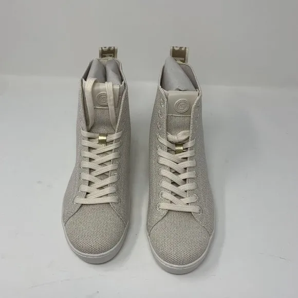 Michael Kors Edie Knit 43T2NVFS1M Sneakers Women's 6.5 M LT Cream High-Top S0594