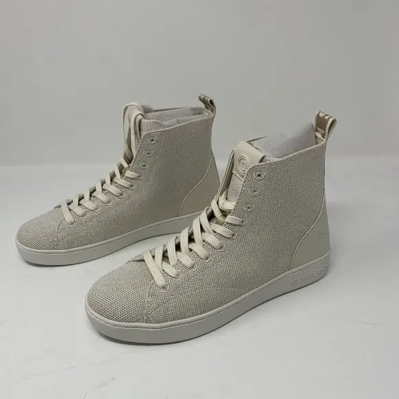 Michael Kors Edie Knit 43T2NVFS1M Sneakers Women's 6.5 M LT Cream High-Top S0594