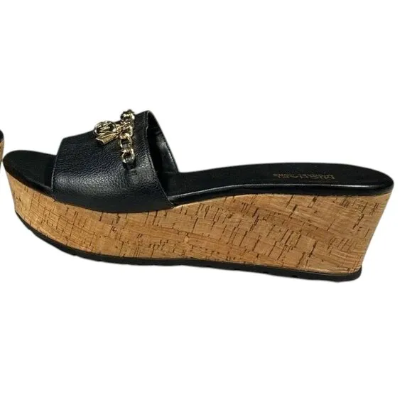 Michael Kors Elsa Leather and Cork Platform Sandal - Black