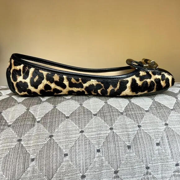 Michael Kors Haircalf Leopard Print Loafer/Flats w/ Gold Buckle Women’s Size 8 M
