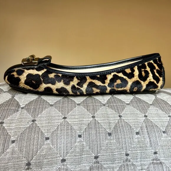 Michael Kors Haircalf Leopard Print Loafer/Flats w/ Gold Buckle Women’s Size 8 M