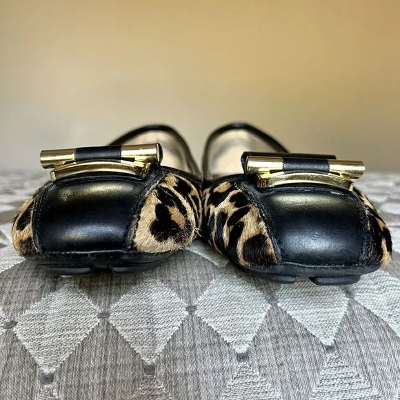 Michael Kors Haircalf Leopard Print Loafer/Flats w/ Gold Buckle Women’s Size 8 M