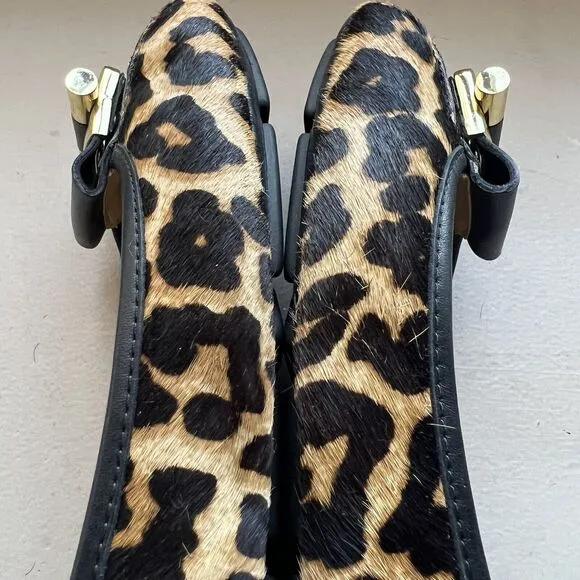 Michael Kors Haircalf Leopard Print Loafer/Flats w/ Gold Buckle Women’s Size 8 M