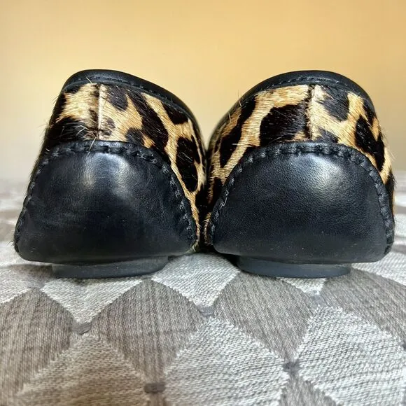 Michael Kors Haircalf Leopard Print Loafer/Flats w/ Gold Buckle Women’s Size 8 M