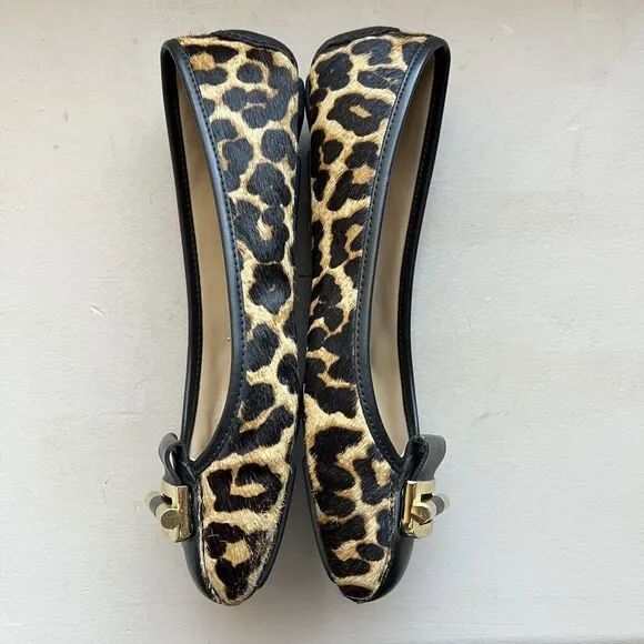 Michael Kors Haircalf Leopard Print Loafer/Flats w/ Gold Buckle Women’s Size 8 M
