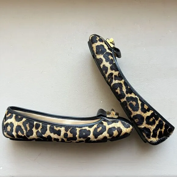 Michael Kors Haircalf Leopard Print Loafer/Flats w/ Gold Buckle Women’s Size 8 M