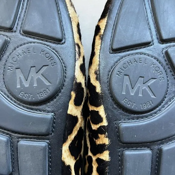 Michael Kors Haircalf Leopard Print Loafer/Flats w/ Gold Buckle Women’s Size 8 M