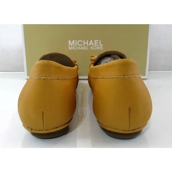 Michael Kors Juliette Moccasin Driver Flat Shoes MK Logo Marigold Yellow Size 7