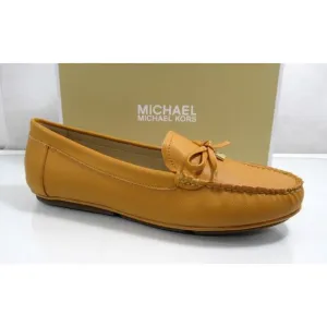 Michael Kors Juliette Moccasin Driver Flat Shoes MK Logo Marigold Yellow Size 7