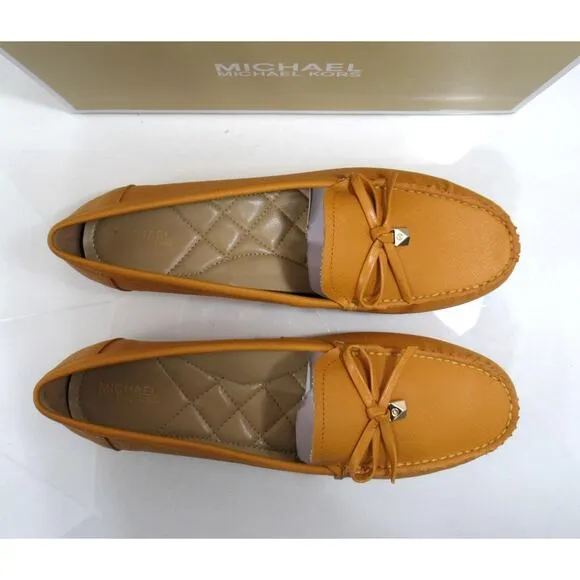 Michael Kors Juliette Moccasin Driver Flat Shoes MK Logo Marigold Yellow Size 7