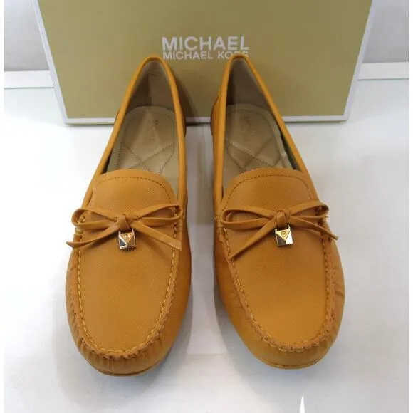 Michael Kors Juliette Moccasin Driver Flat Shoes MK Logo Marigold Yellow Size 7