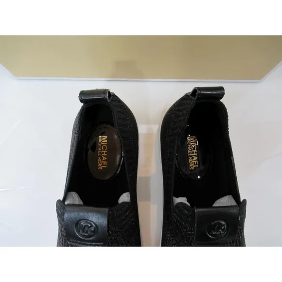 Michael Kors Juno Knit Slip On Sneaker Metallic Stretch Black / Bronze