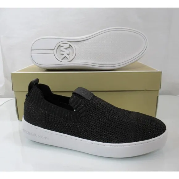 Michael Kors Juno Knit Slip On Sneaker Metallic Stretch Black / Bronze