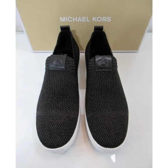 Michael Kors Juno Knit Slip On Sneaker Metallic Stretch Black / Bronze