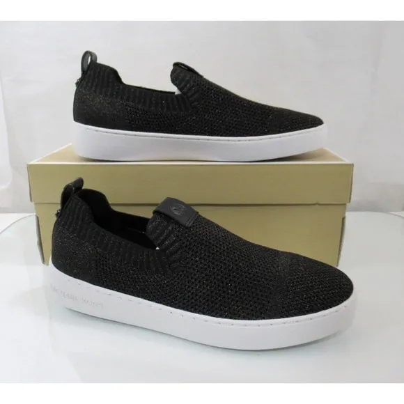 Michael Kors Juno Knit Slip On Sneaker Metallic Stretch Black / Bronze