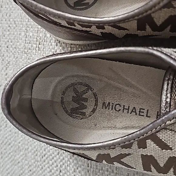 Michael Kors MK Logo Print City Block Sneakers Leather uppers Brn/Beige …