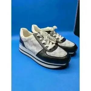 Michael Kors Monique Knit Trainer Running Sneakers Black/Optic White 6.5