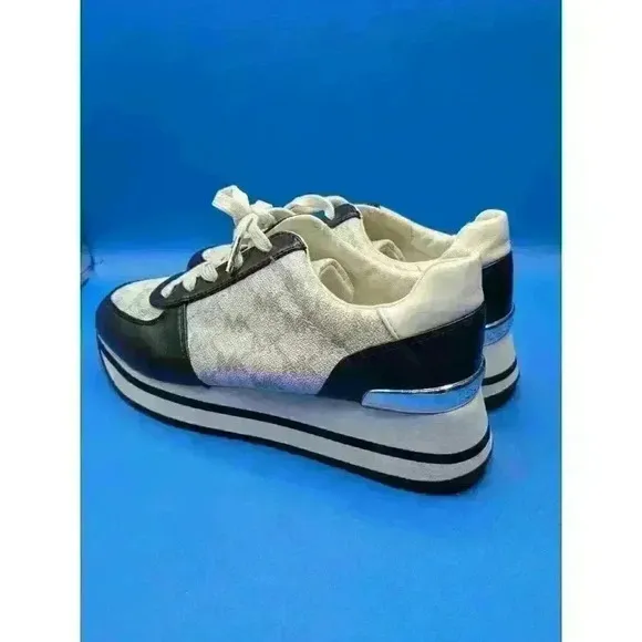 Michael Kors Monique Knit Trainer Running Sneakers Black/Optic White 6.5