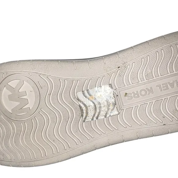 ✅Michael Kors Shea Mid High Top Two-Tone Faux Leather Sneaker Blue/White $225