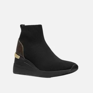 Michael Kors Skyler Booties Wedges Sneakers Pull-on Black Stretchy