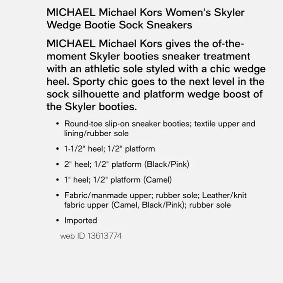 Michael Kors Skyler Booties Wedges Sneakers Pull-on Black Stretchy
