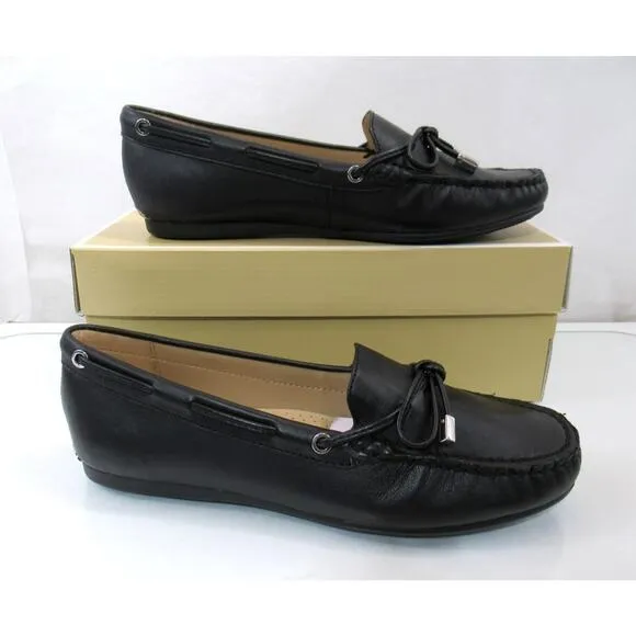 Michael Kors Sutton Moccasin Driver Flat Shoes MK Signature Black Size 9