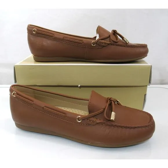 Michael Kors Sutton Moccasin Driver Flat Shoes MK Signature Luggage