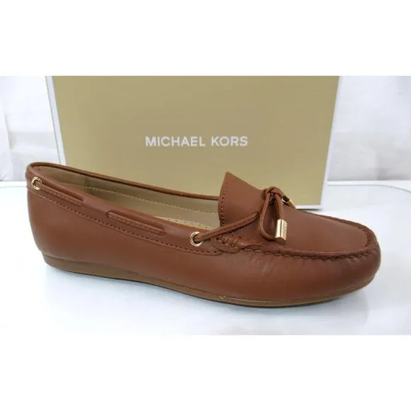 Michael Kors Sutton Moccasin Driver Flat Shoes MK Signature Luggage