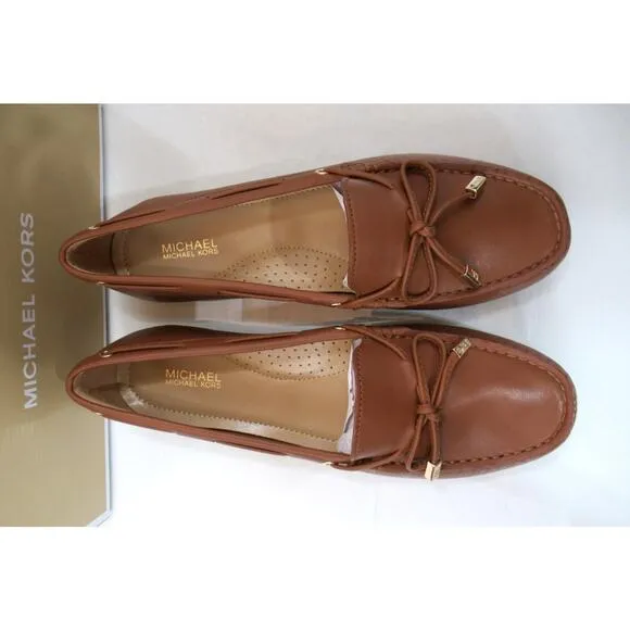 Michael Kors Sutton Moccasin Driver Flat Shoes MK Signature Luggage