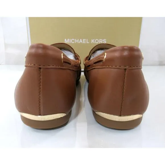 Michael Kors Sutton Moccasin Driver Flat Shoes MK Signature Luggage