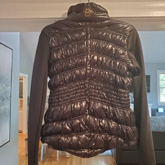 Michael Kors Womens Black Full Zipper Quilted Jacket Size S