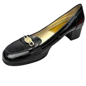 Michael Kors Women’s Loafer Square Toe Heels Black Patent Leather Size 10 M Used