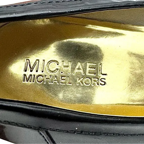 Michael Kors Women’s Loafer Square Toe Heels Black Patent Leather Size 10 M Used