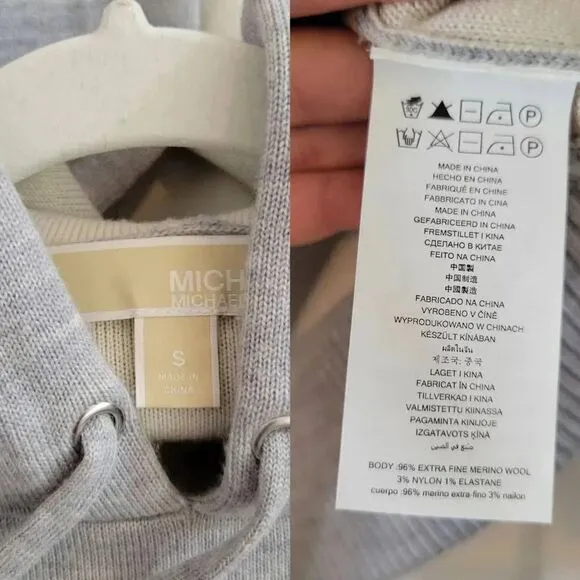 MICHAEL MICHAEL KORS Logo Merino Hoodie S NWOT
